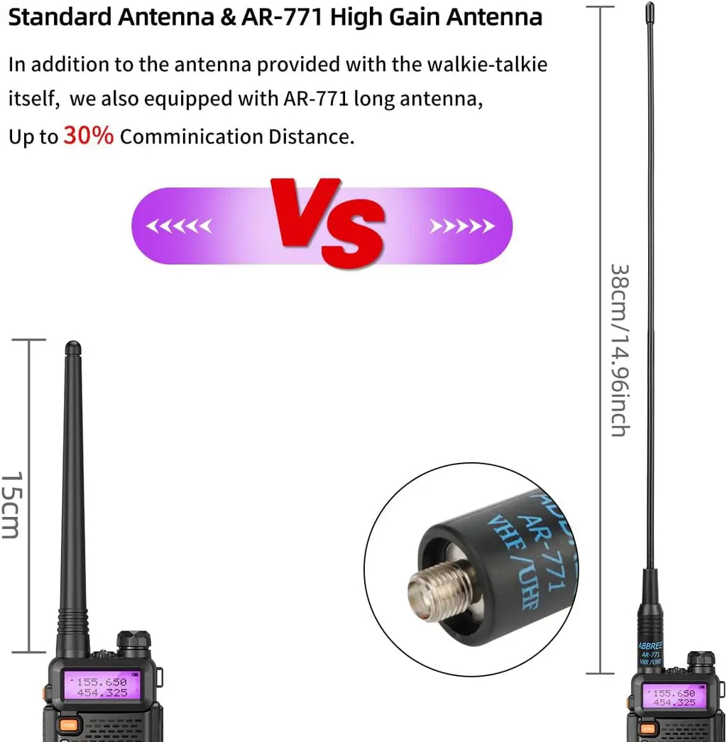 8W Dual Band Walkie Talkie Long Range Two Way Radio 128 Channel Handheld