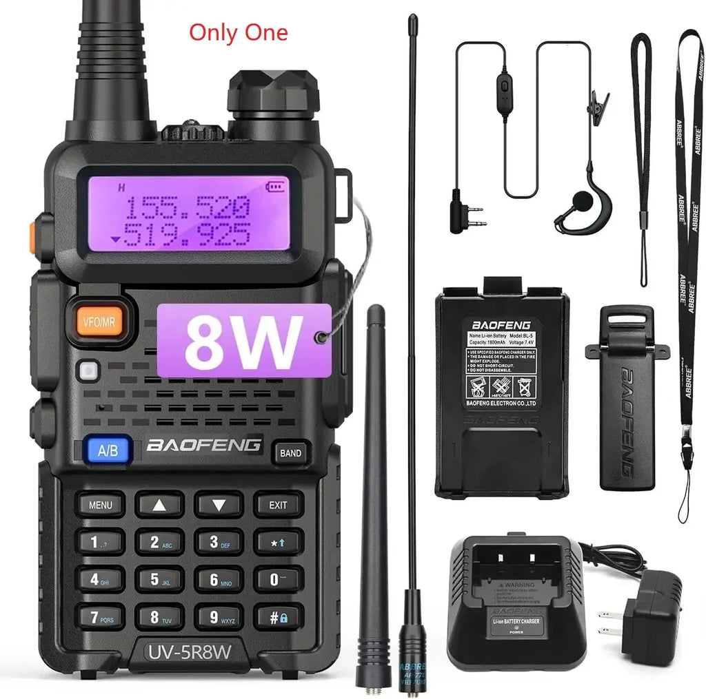 8W Dual Band Walkie Talkie Long Range Two Way Radio 128 Channel Handheld