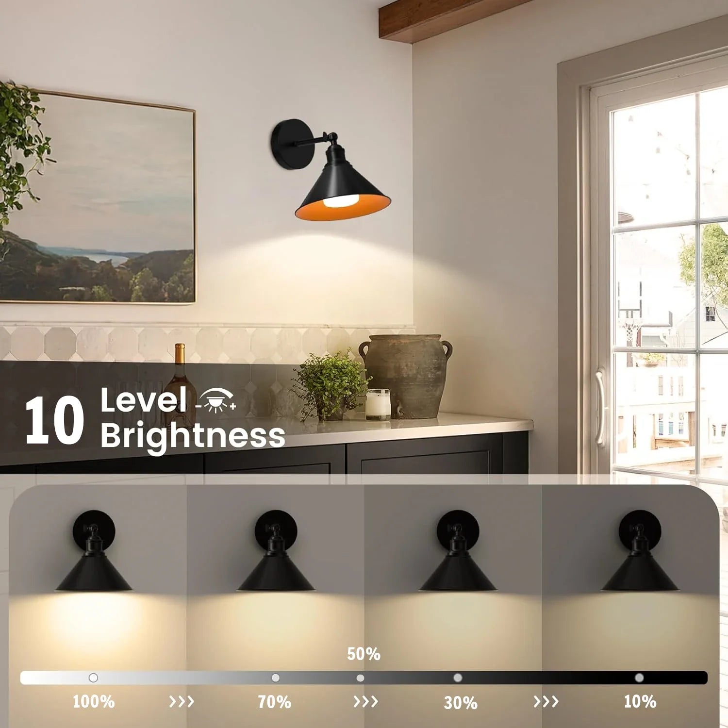 Wireless Rechargeable Wall Light Remote Control Dimmable RGB LED Lamp 15 Color