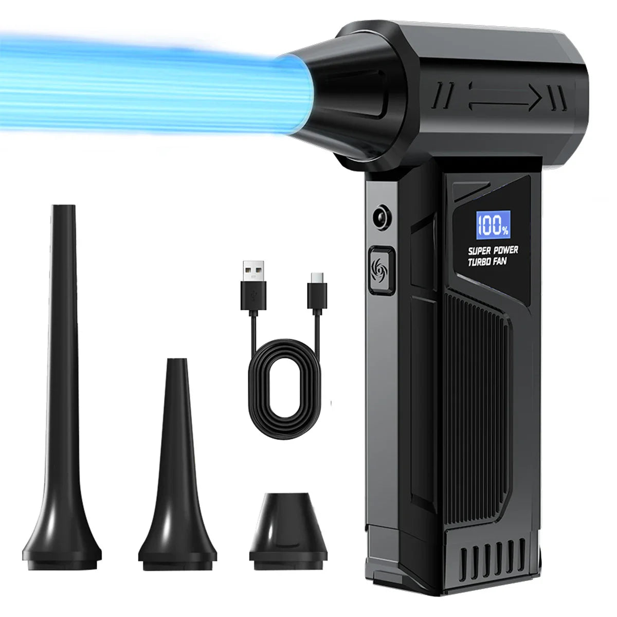 Wireless Turbo Air Blower 2025 – Brushless Jet Fan with LED Display for Car Cleaning