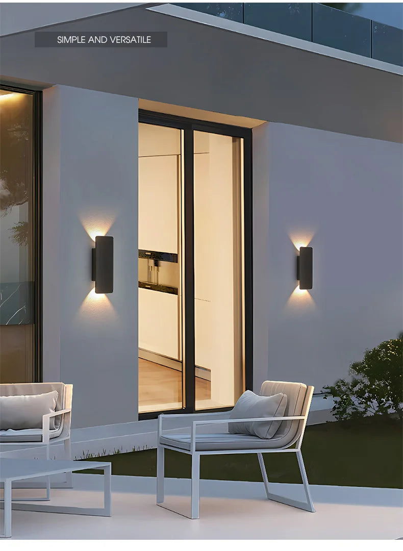 Outdoor Waterproof Wall Light – 18W LED Black Aluminum Exterior Lamp for Bedroom