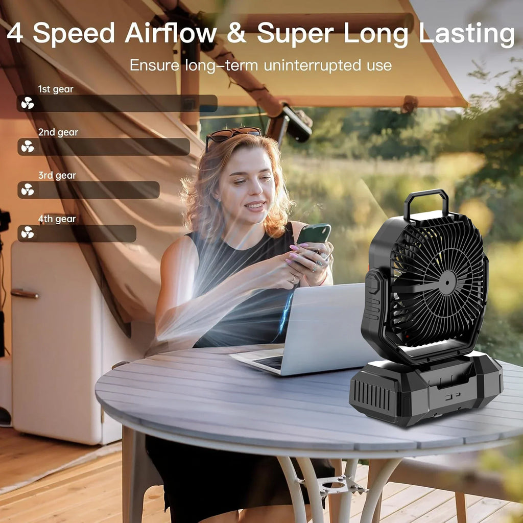 Camping Fan 40000mAh Rechargeable with LED Light Power Bank
