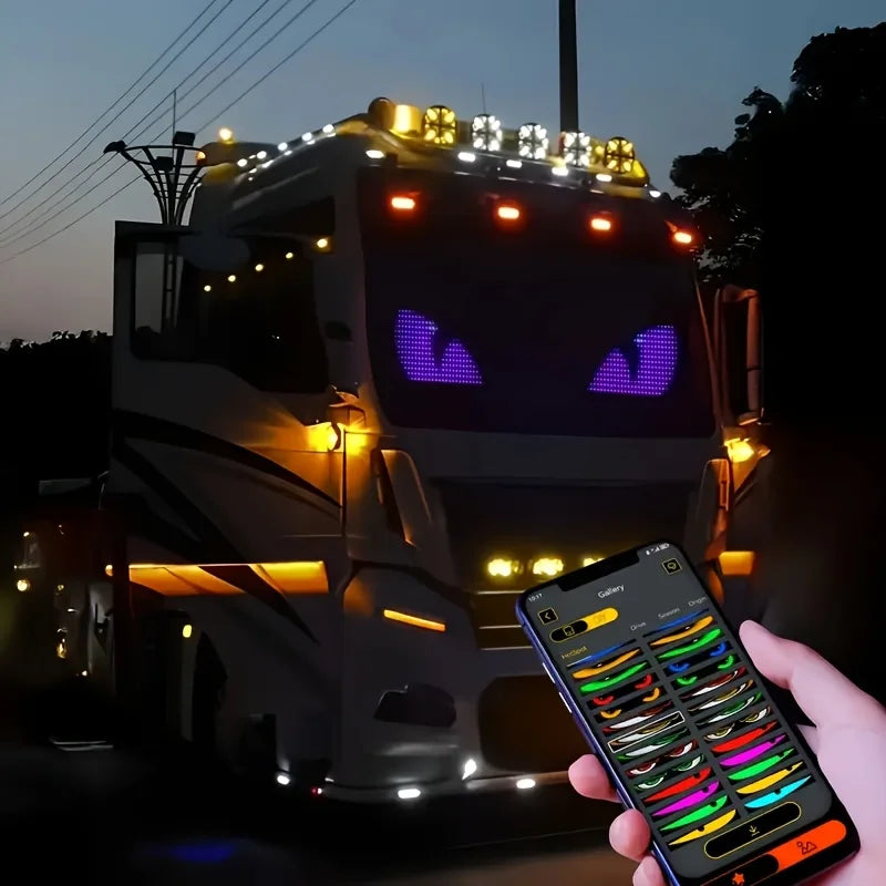 Programmable Scrolling LED Sign – Flexible Devil Eyes Light for Car & Store Display