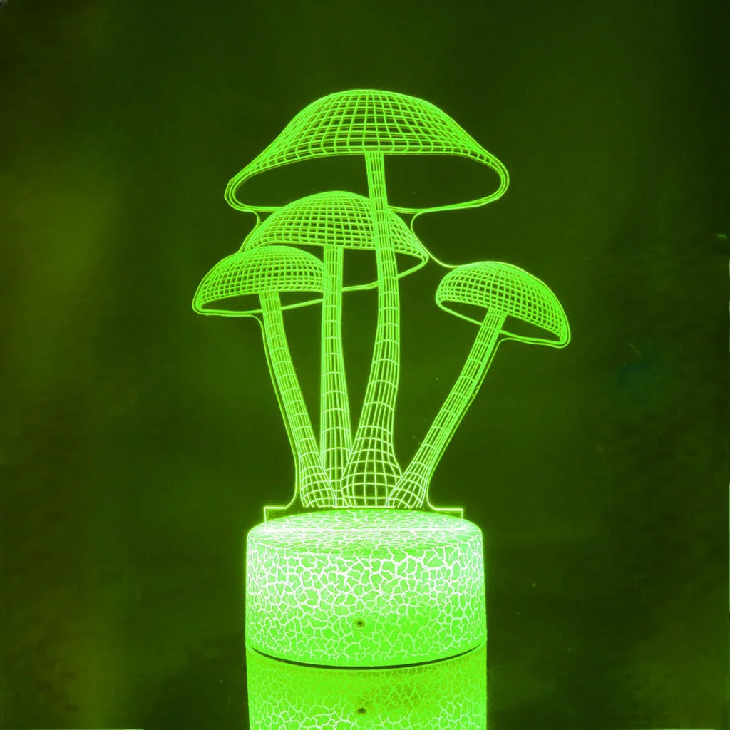 Mushroom 3D LED Night Light for Kids Bedroom Color Changing Illusion Bedside Lamp