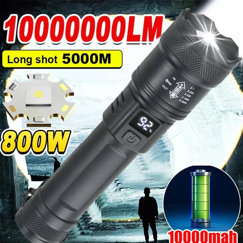 High Power LED Flashlight 2000LM Rechargeable Tactical Torch Zoom Camping