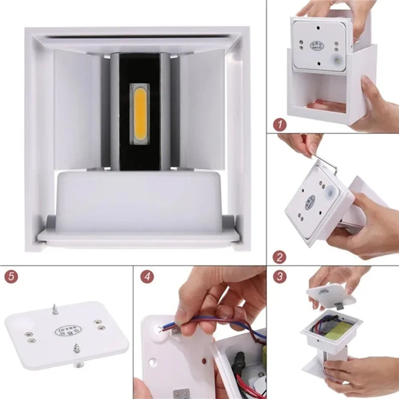 Outdoor Waterproof LED Wall Light – 12W IP65 Garden Lamp Sconce for Porch & Patio