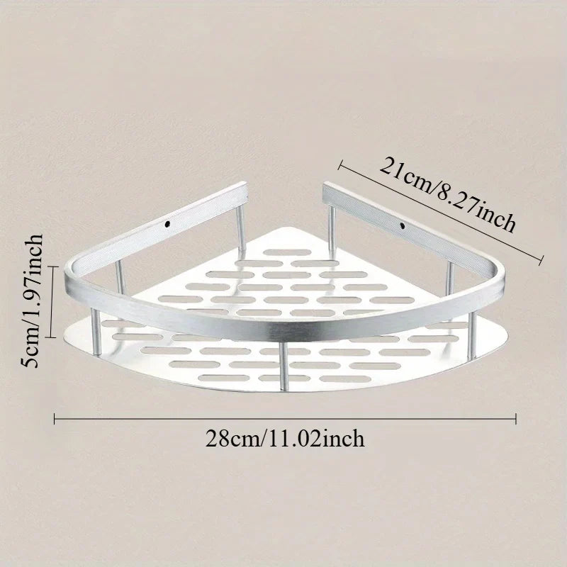 Stainless Steel Tension Shower Caddy Corner Shelf Bathroom Organizer Storage