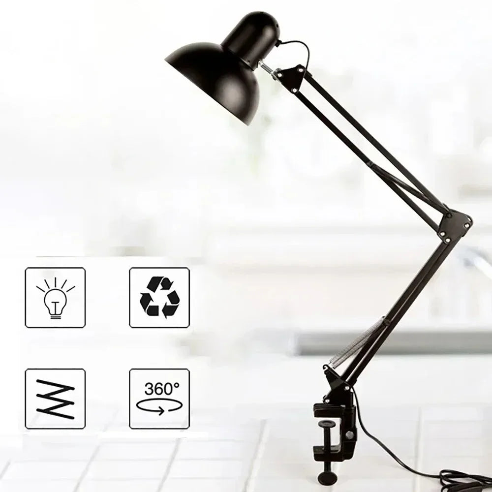 Flexible LED Desk Lamp Adjustable Metal Reading Light for Home Office Study Table