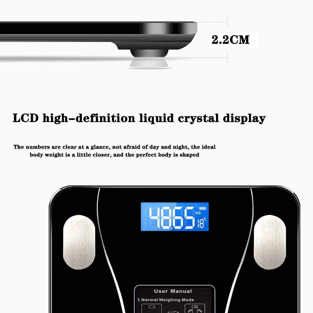 Smart Bluetooth Digital Scale – USB Rechargeable with LED Display and App Sync