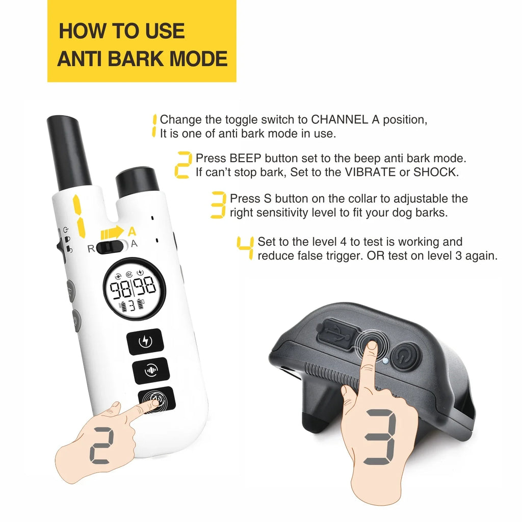 Dog Training Collar 800M Remote Waterproof Rechargeable No Bark Control Collar 2in1