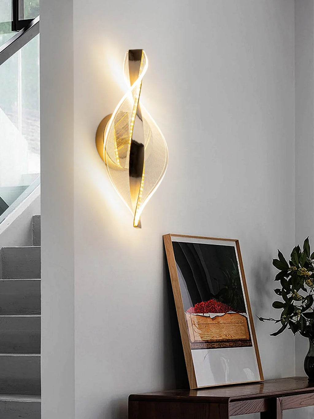 Modern LED Wall Lamp – Gold/Black Acrylic Light for Bedroom, Hallway & Living Room