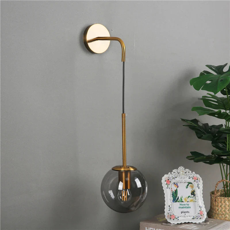 Nordic Glass Ball Wall Sconce LED Bedside Living Room Corridor Stair Light
