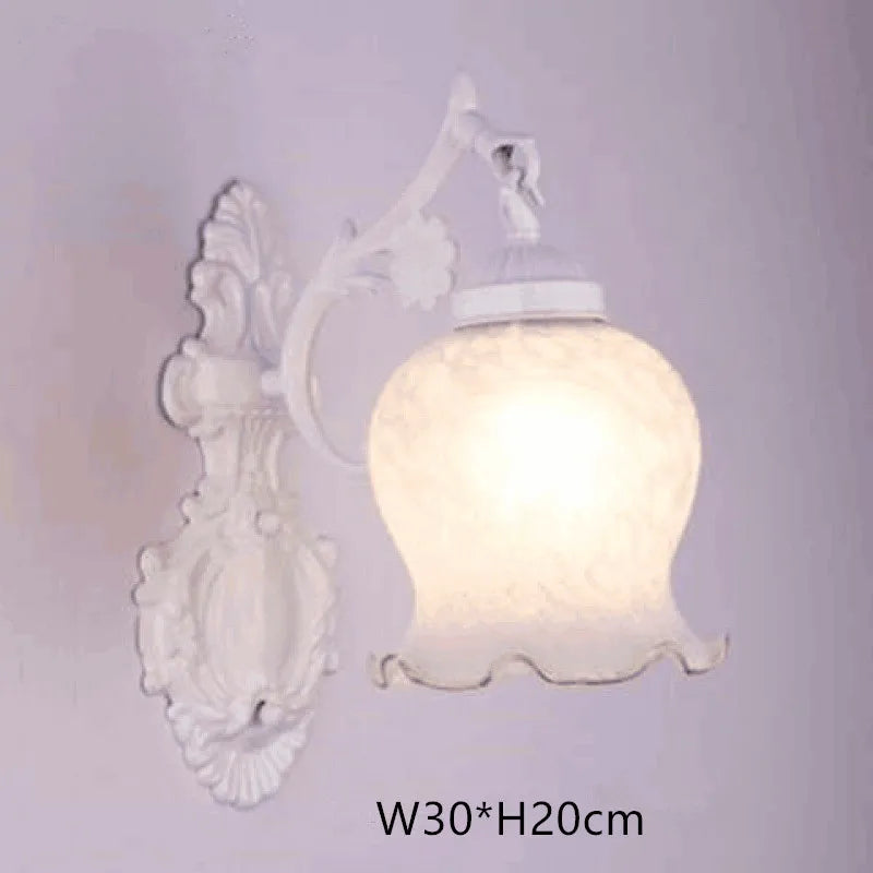 European Retro Wall Lamp Bedroom Bedside Corridor Double Head Bronzing Sconce