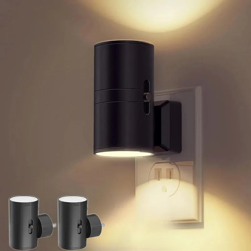 Plug In Dimmable LED Night Light Auto Sensor Bedside Bathroom Hallway Lamp