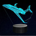 Airplane 3D LED Night Light Kids Bedroom Illusion Lamp USB Bedside Table Decor