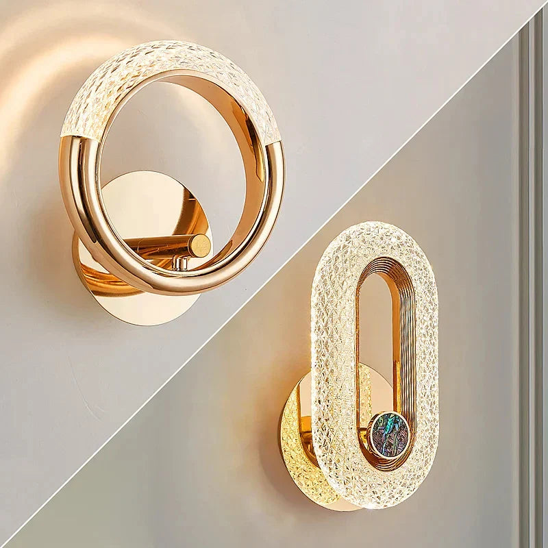 Modern Crystal LED Wall Light Round Oval Sconce for Bedroom Living Room