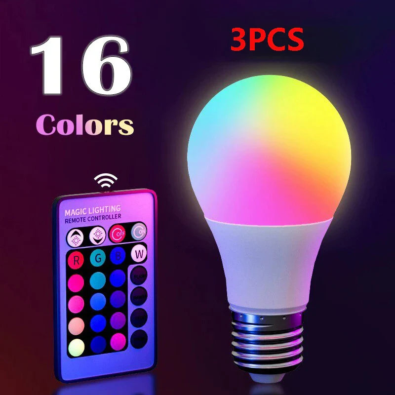 16 Color RGB LED Smart Bulb E27 Dimmable with Remote Multicolor Light