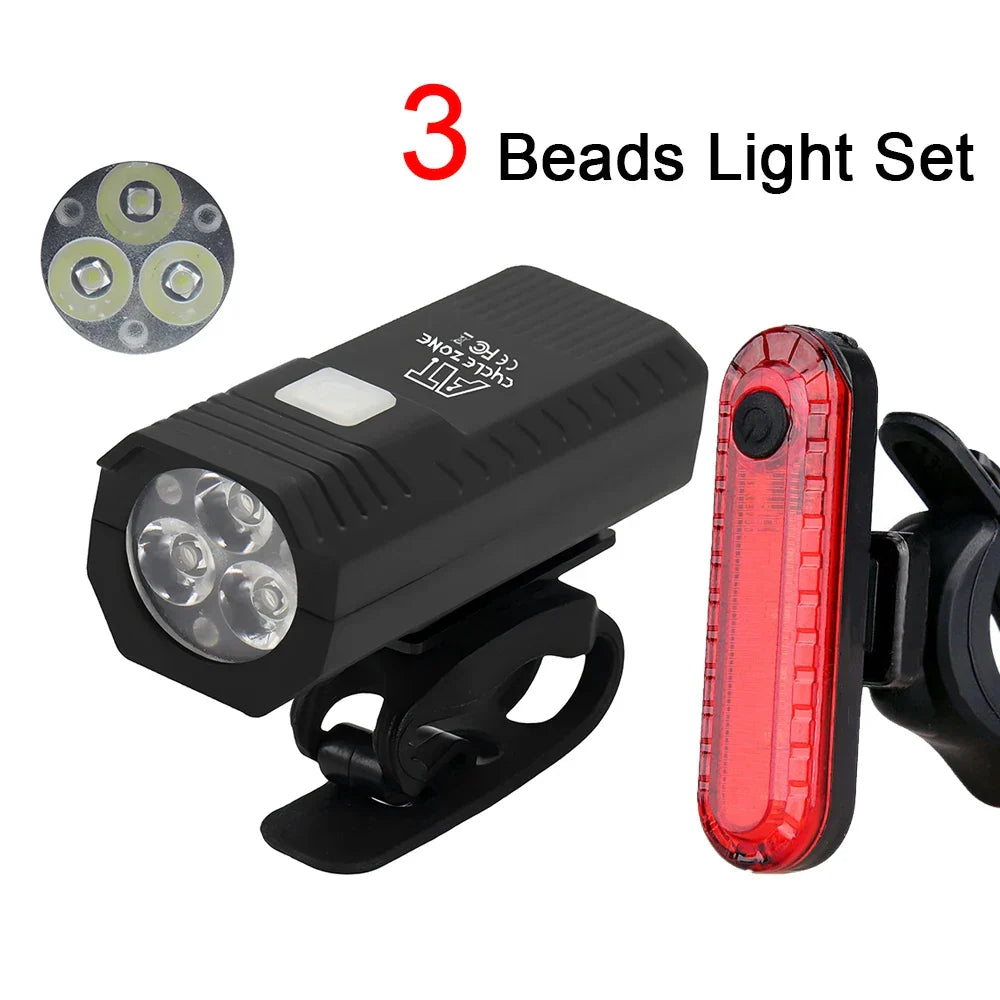 Rechargeable Bike Light Set LED Headlight and Taillight for Night Cycling Safety