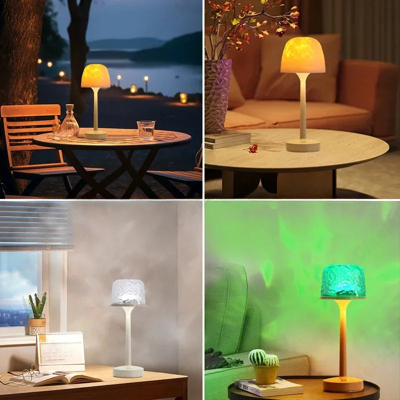 LED Water Ripple Desk Lamp Romantic Night Light Projection Bedroom Couple Gift