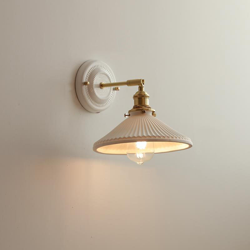 Vintage Japanese Ceramic Brass Wall Light E27 Hardwired