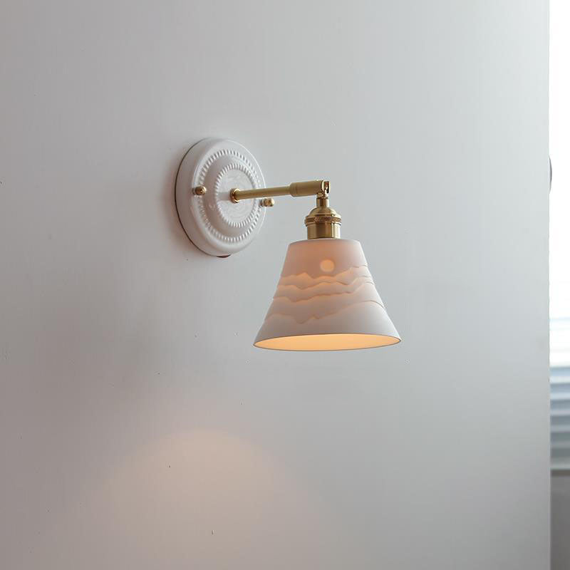 Vintage Japanese Ceramic Brass Wall Light E27 Hardwired