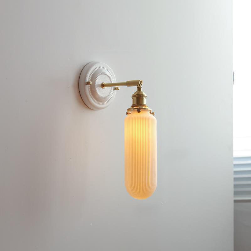 Vintage Japanese Ceramic Brass Wall Light E27 Hardwired