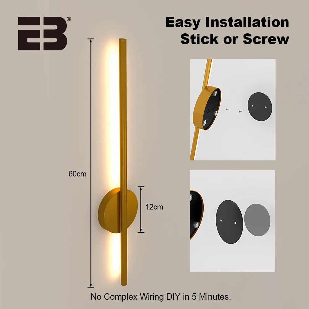 Wireless LED Wall Sconces 2 Pack USB Rechargeable Battery Gold Indoor Light