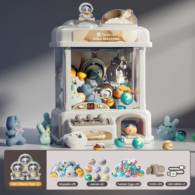 Kids Claw Machine Arcade Toy with Coins Plush Toys & Remote Control