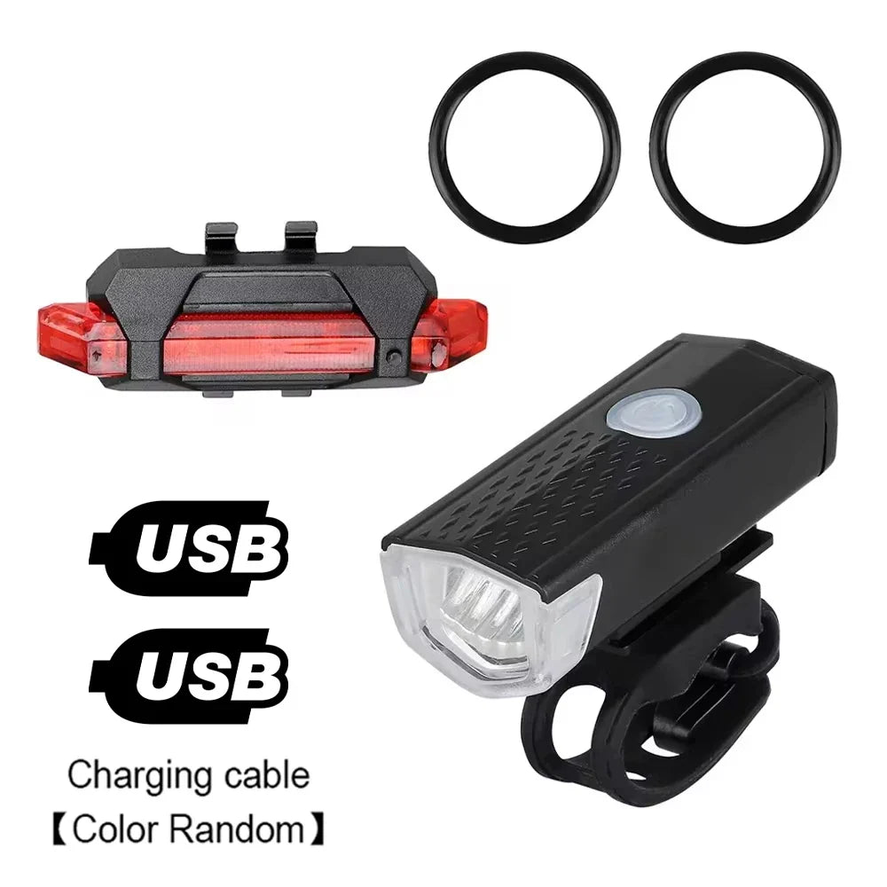 Rechargeable Bike Light Set LED Headlight and Taillight for Night Cycling Safety