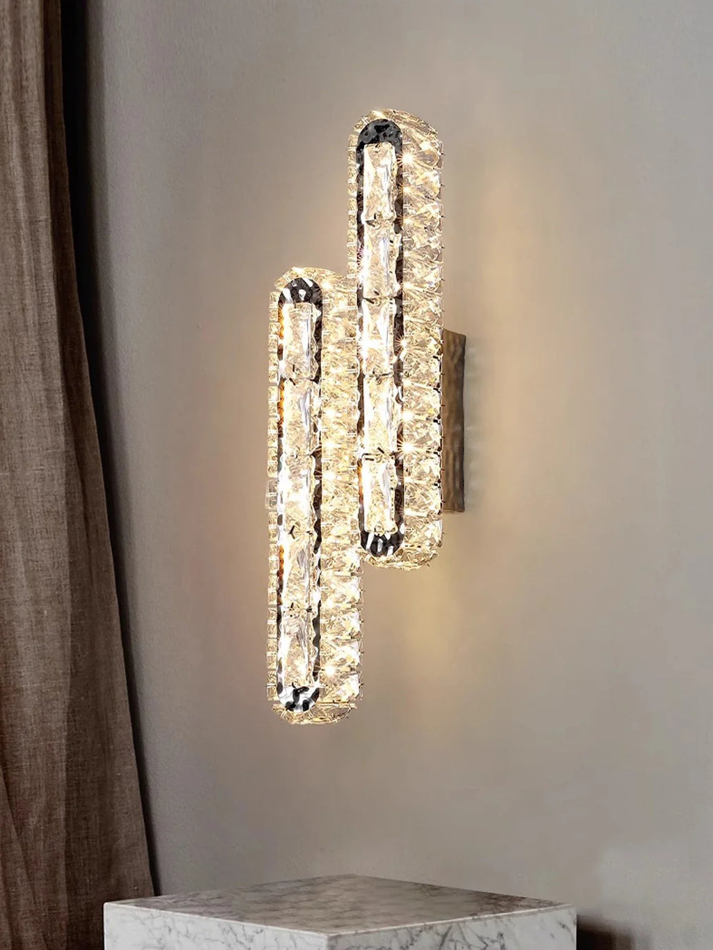 Crystal Strip Wall Sconce Gold Silver LED Living Room Bedside Corridor Light