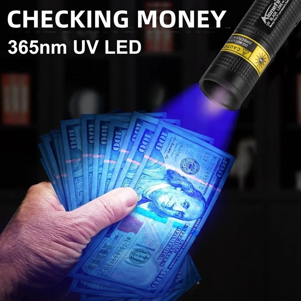 365nm UV Flashlight USB Rechargeable Mini Blacklight Pet Stain Detection
