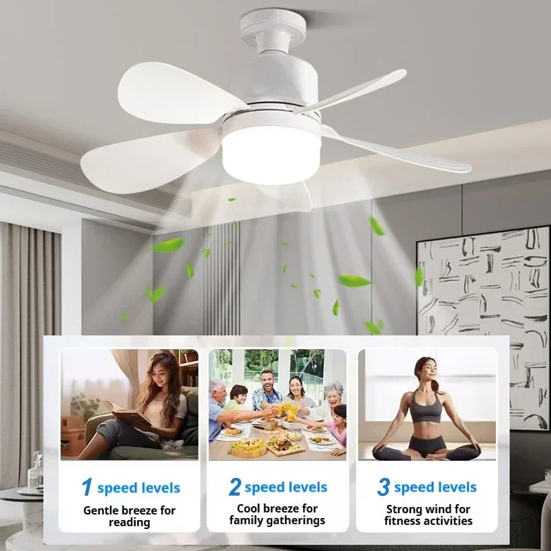 E27 Socket Fan Light 2-in-1 LED Ceiling Fan with Remote