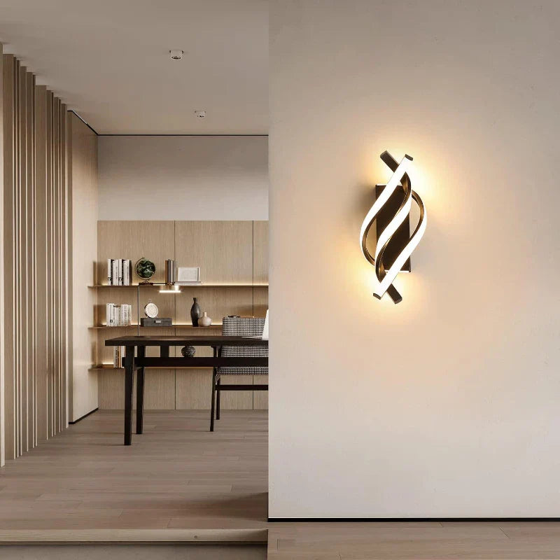 Curved Spiral LED Wall Lamp – Modern Light Fixture for Bedroom, Living Room, Hall