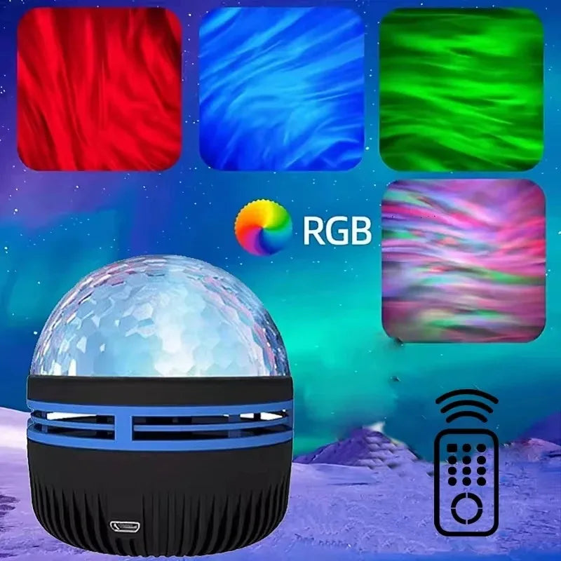 LED Northern Lights Projection Lamp Aurora Borealis USB Remote Color-Changing Light