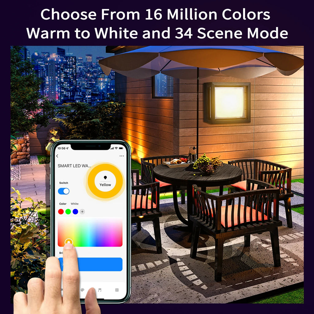 WiFi Smart Outdoor LED Wall Light RGBICW 20W Waterproof Voice Control