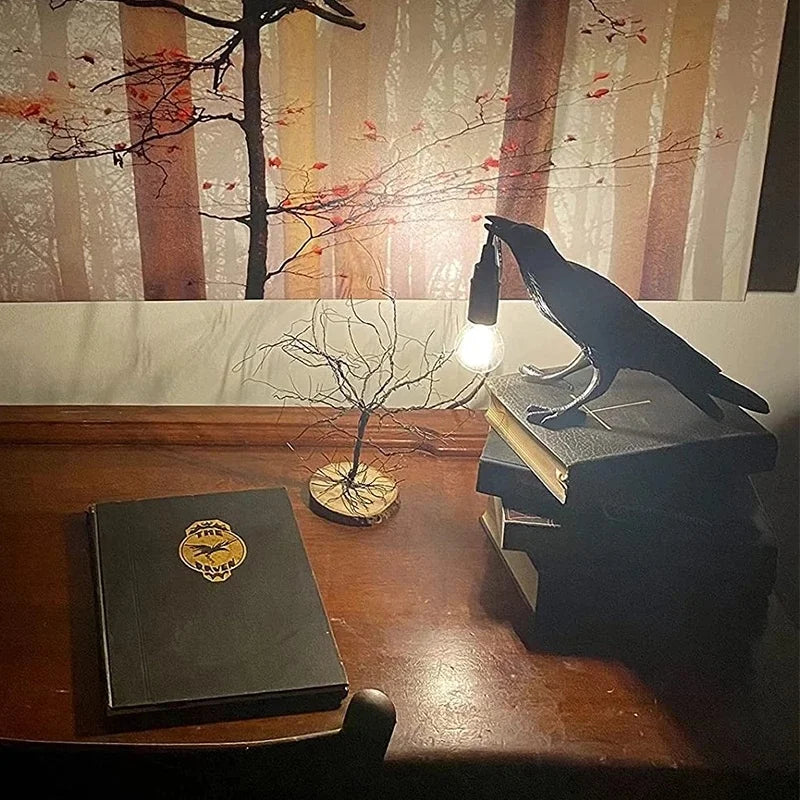 Crow Bird Wall Lamp – Resin Bedside Night Light for Bedroom & Living Room Decor