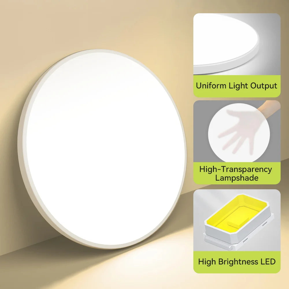 Stepless Dimming LED Ceiling Light Waterproof Remote Control 30W-50W Living Bedroom