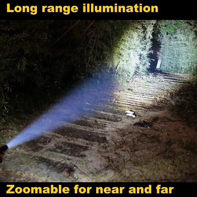 Heavy-Duty Telescopic LED Flashlight with Zoom Beam – Compact Utility Tool