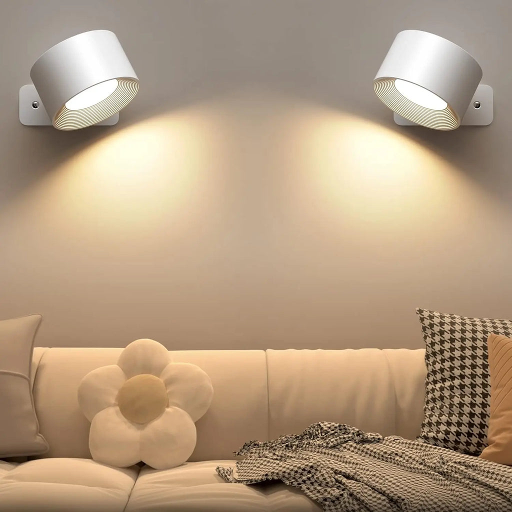 Rechargeable LED Wall Sconce 360° Rotating Adjustable Bedroom Nordic Light