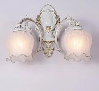 European Retro Wall Lamp Bedroom Bedside Corridor Double Head Bronzing Sconce