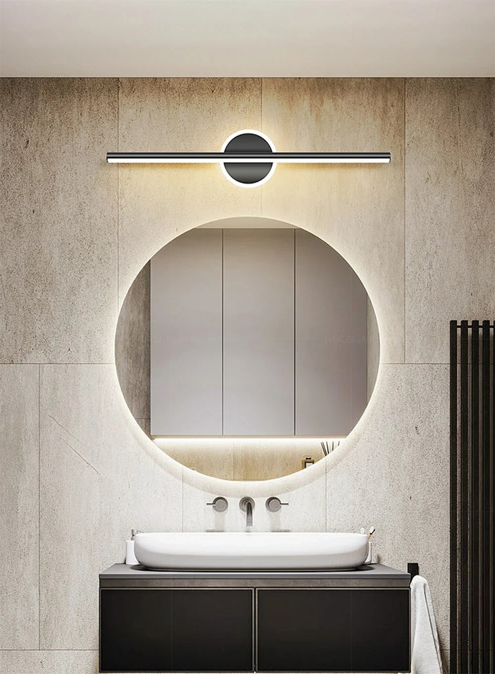 LED Mirror Front Wall Light – 40/60cm Gold Black Indoor Lamp for Bathroom & Bedroom