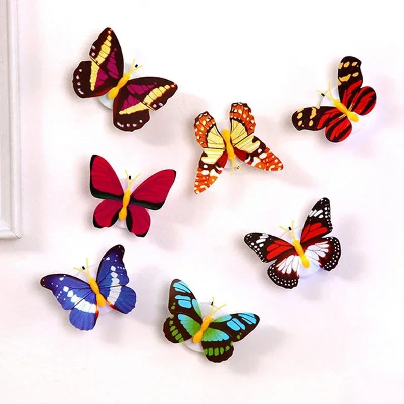 Colorful LED Butterfly Wall Night Light Stickable Glowing Decorative Home Lamp