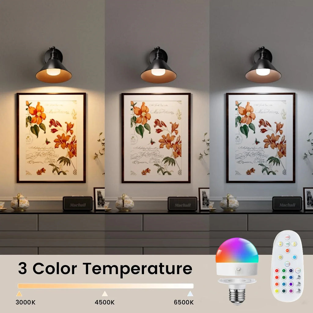 Wireless Rechargeable Wall Light Remote Control Dimmable RGB LED Lamp 15 Color