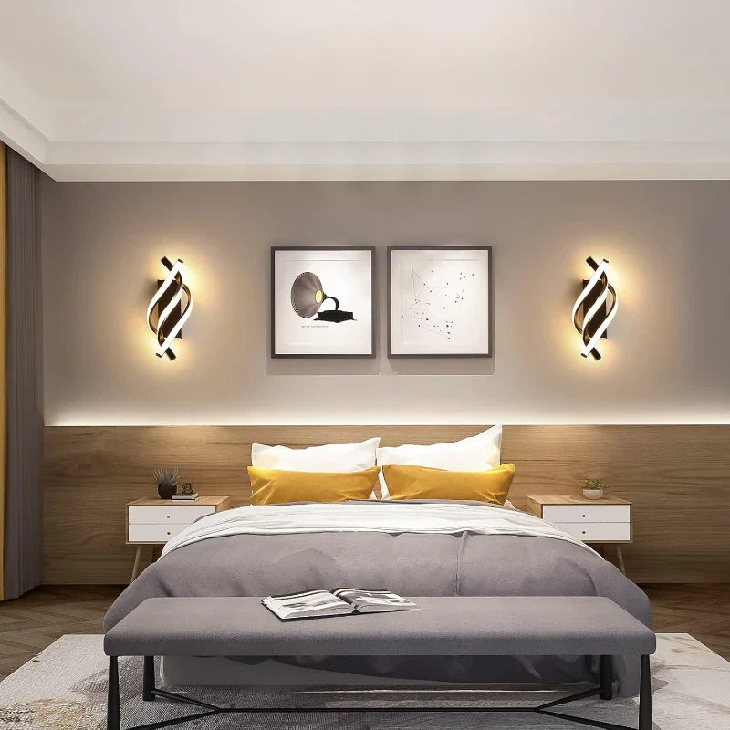 Curved Spiral LED Wall Lamp – Modern Light Fixture for Bedroom, Living Room, Hall