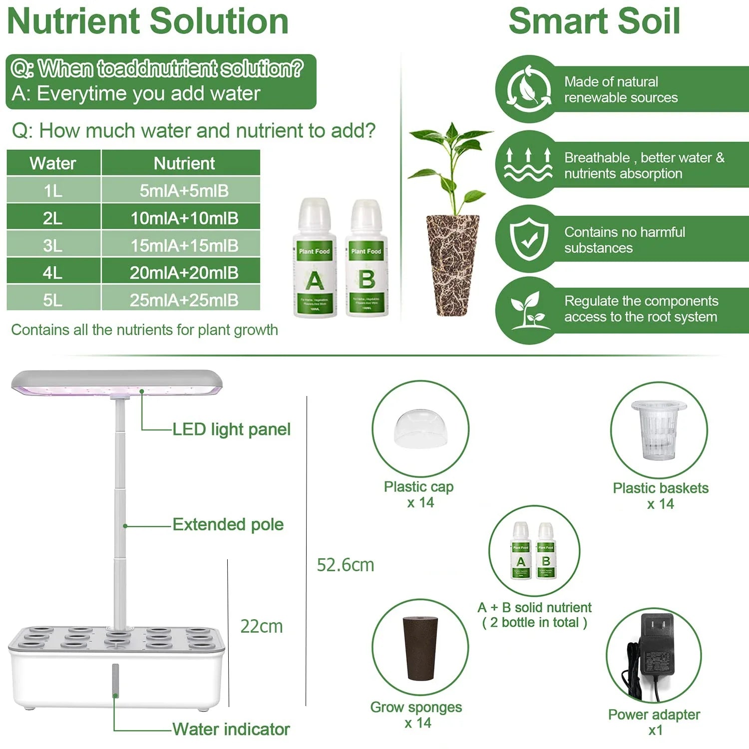 Smart WiFi Hydroponic Growing System Indoor Herb Garden LED Grow Light
