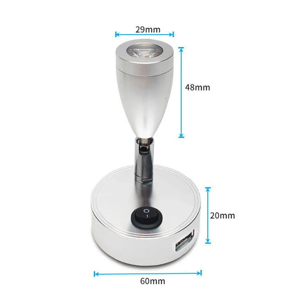 LED RV Reading Light 12V/24V with USB Port – Camper, Boat, Trailer Interior Lamp