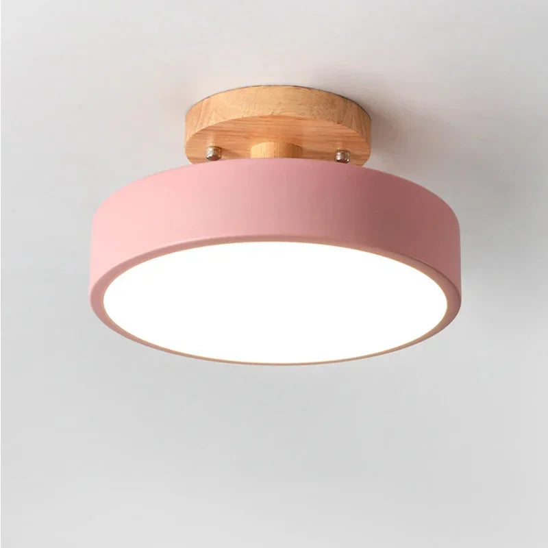 Nordic Flush Mount Ceiling Light Wood Round Hallway Bedroom Bathroom Lamp