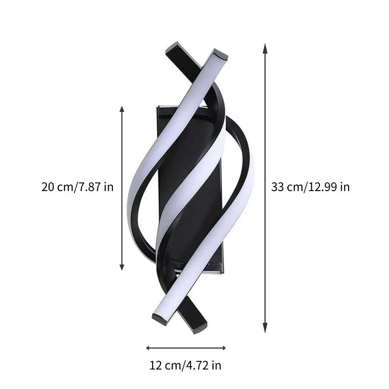 Curved Spiral LED Wall Lamp – Modern Light Fixture for Bedroom, Living Room, Hall