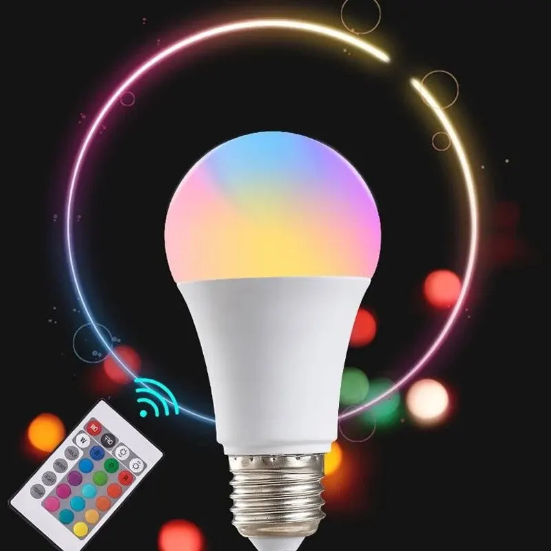16 Color RGB LED Smart Bulb E27 Dimmable with Remote Multicolor Light