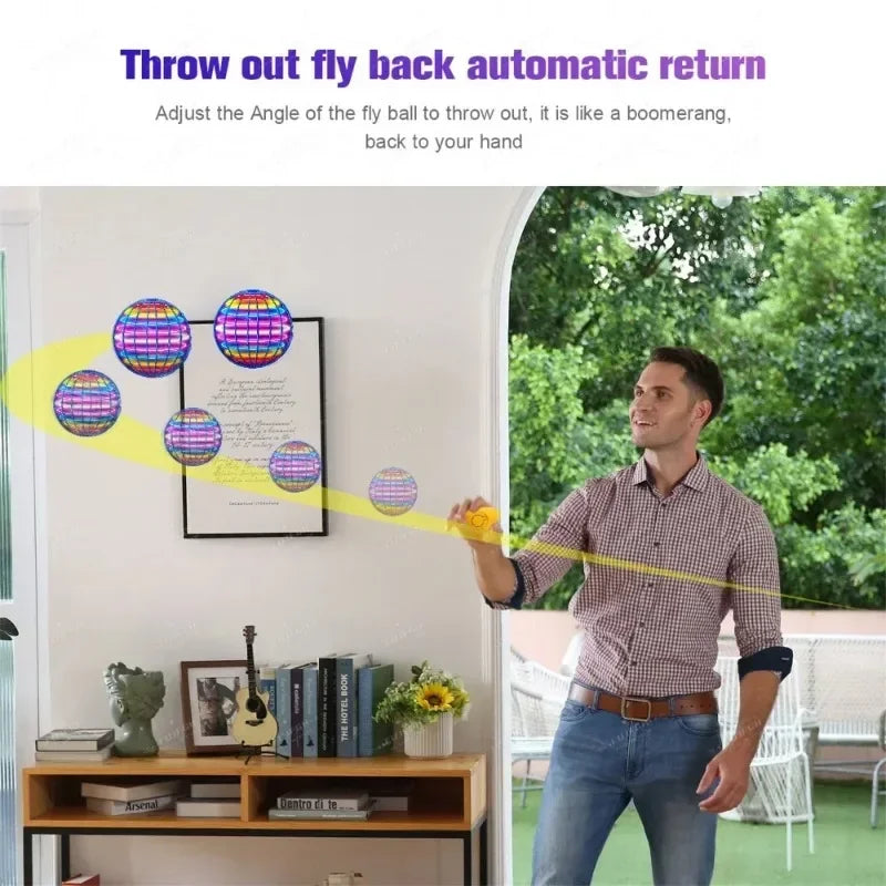 Flying LED Ball Toy for Kids – Hand Controlled 360° Rotating Cosmic Globe